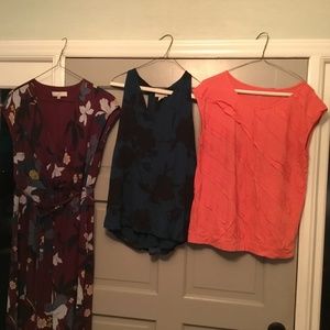 Loft woman’s tops and 1 dress.  Bundle of 4.  3medium and 1 large.